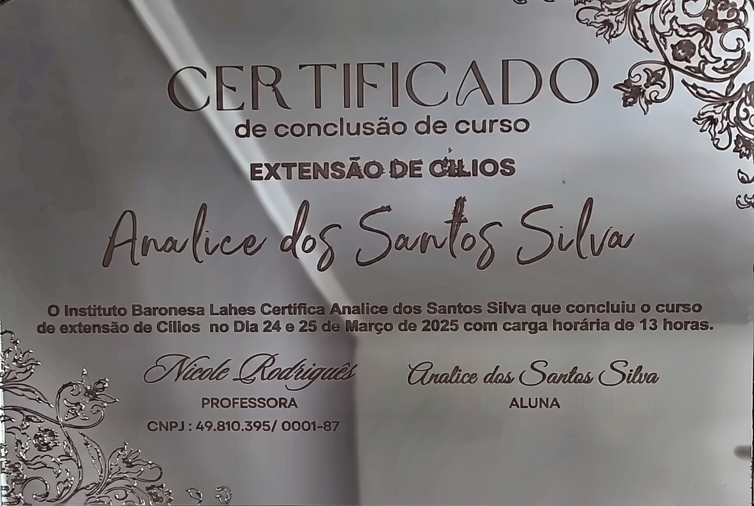 Certificado de Extensão de Cílios