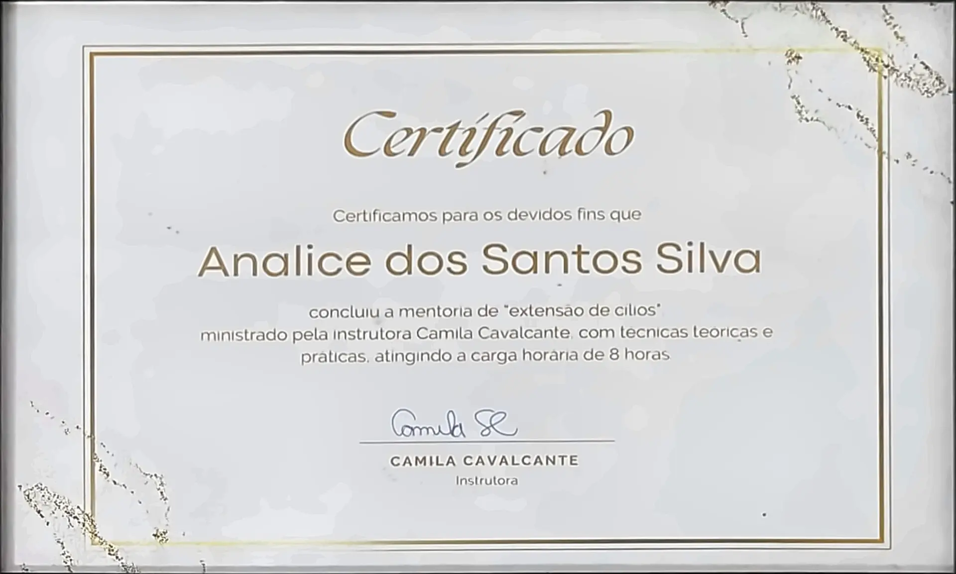 Certificado de Mentoria de Extensão de Cílios